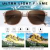 imageFEISEDY Polarized Aviator Mens Sunglasses Square Modern Women Vintage Style Acetate Frame UV400 B0191003 Light Coffee Frame  Tea