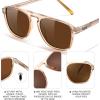 imageFEISEDY Polarized Aviator Mens Sunglasses Square Modern Women Vintage Style Acetate Frame UV400 B0191003 Light Coffee Frame  Tea