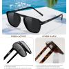 imageFEISEDY Polarized Aviator Mens Sunglasses Square Modern Women Vintage Style Acetate Frame UV400 B0191004 Black Frame  Grey