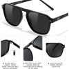 imageFEISEDY Polarized Aviator Mens Sunglasses Square Modern Women Vintage Style Acetate Frame UV400 B0191004 Black Frame  Grey