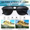 imageFEISEDY Polarized Aviator Mens Sunglasses Square Modern Women Vintage Style Acetate Frame UV400 B0191004 Black Frame  Grey