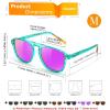imageFEISEDY Polarized Aviator Mens Sunglasses Square Modern Women Vintage Style Acetate Frame UV400 B0191005 Mint Green Frame  Purple Mirror