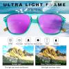 imageFEISEDY Polarized Aviator Mens Sunglasses Square Modern Women Vintage Style Acetate Frame UV400 B0191005 Mint Green Frame  Purple Mirror