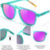 imageFEISEDY Polarized Aviator Mens Sunglasses Square Modern Women Vintage Style Acetate Frame UV400 B0191005 Mint Green Frame  Purple Mirror