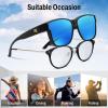 imageFEISEDY Polarized Sunglasses Fit Over Glasses Women Fit over Glasses Sunglasses for Driving UV400 Protection B0250Matte Black Frame  Blue Lens