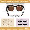 imageFEISEDY Polarized Sunglasses Fit Over Glasses Women Fit over Glasses Sunglasses for Driving UV400 Protection B0250Matte Black Frame  Blue Lens