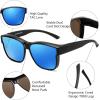 imageFEISEDY Polarized Sunglasses Fit Over Glasses Women Fit over Glasses Sunglasses for Driving UV400 Protection B0250Matte Black Frame  Blue Lens
