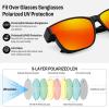 imageFEISEDY Polarized Sunglasses Fit Over Glasses Women Fit over Glasses Sunglasses for Driving UV400 Protection B0250Matte Black Frame  Red Lens