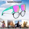 imageFEISEDY Polarized Sunglasses Fit Over Glasses Women Fit over Glasses Sunglasses for Driving UV400 Protection B0250Matte Green Frame  Purple Lens
