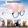 imageFEISEDY Polarized Sunglasses Fit Over Glasses Women Fit over Glasses Sunglasses for Driving UV400 Protection B0250Matte Pink Frame  Pink Lens