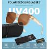 imageFEISEDY Sunglasses Fit Over Glasses Oversized Polarized Shiny for Women Sunglasses UV400 B0269Champagne Frame  Tea