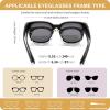 imageFEISEDY Sunglasses Fit Over Glasses Oversized Polarized Shiny for Women Sunglasses UV400 B0269Matte Black Frame  Grey Lens