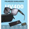 imageFEISEDY Sunglasses Fit Over Glasses Oversized Polarized Shiny for Women Sunglasses UV400 B0269Matte Black Frame  Grey Lens