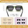 imageFEISEDY Sunglasses Fit Over Glasses Oversized Polarized Shiny for Women Sunglasses UV400 B0269Transparent Green Frame  Grey