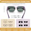 imageFEISEDY Sunglasses Fit Over Glasses Oversized Polarized Shiny for Women Sunglasses UV400 B0269Transparent Purple Frame  Purple Mirror Lens