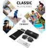 imageFEISEDY Vintage Polarized Aviator Sunglasses Men Women Classic American Gradient Lens UV400 Protection B0273Black Framed and Black Gray Lens