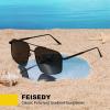 imageFEISEDY Vintage Polarized Aviator Sunglasses Men Women Classic American Gradient Lens UV400 Protection B0273Black Framed and Black Gray Lens
