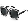 imageFEISEDY Kids Sunglasses for Girls Oversized Square Sparkling Party Sun Glasses Lightweight Fashion Shades B0053Black Frame  Grey Lens