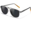 imageFEISEDY Polarized Aviator Mens Sunglasses Square Modern Women Vintage Style Acetate Frame UV400 B0191001 Transparent Grey Frame  Grey