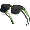 imageFEISEDY Sunglasses Fit Over Glasses Oversized Polarized Shiny for Women Sunglasses UV400 B0269Transparent Green Frame  Grey