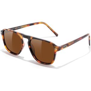 imageFEISEDY Polarized Aviator Mens Sunglasses Square Modern Women Vintage Style Acetate Frame UV400 B0191006 Leopard Frame  Tea