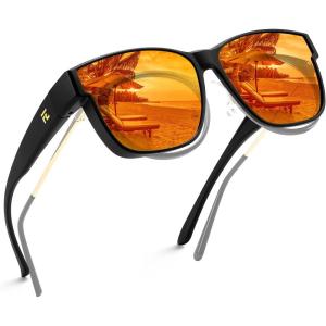 imageFEISEDY Polarized Sunglasses Fit Over Glasses Women Fit over Glasses Sunglasses for Driving UV400 Protection B0250Matte Black Frame  Red Lens