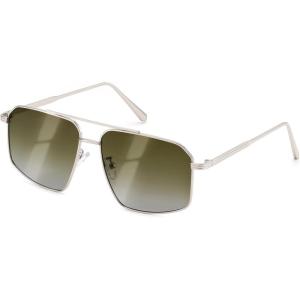 imageFEISEDY Vintage Polarized Aviator Sunglasses Men Women Classic American Gradient Lens UV400 Protection B0273Silver Framed and Gradient Green Lens