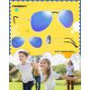 imageFEISEDY Classic Kids Sunglasses for Boys Girls Pilot Sunglasses Reflective Metal Frame Baby Age 316 B2786Silver Frame  Blue Mirrored Lens