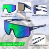 imageFEISEDY Kids Sunglasses Polarized Youth Baseball Sunglasses Sports Cycling Glasses UV400 for Boys Girls B4163Blue Yellow FrameGreen Mirrored Lens