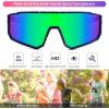imageFEISEDY Kids Sunglasses Polarized Youth Baseball Sunglasses Sports Cycling Glasses UV400 for Boys Girls B4163Blue Yellow FrameGreen Mirrored Lens