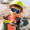imageFEISEDY Kids Sunglasses Polarized Youth Baseball Sunglasses Sports Cycling Glasses UV400 for Boys Girls B4163Blue Yellow FrameGreen Mirrored Lens