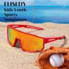 imageFEISEDY Kids Sunglasses Polarized Youth Baseball Sunglasses Sports Cycling Glasses UV400 for Boys Girls B4163Red Black FrameRed Mirrored Lens