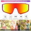 imageFEISEDY Kids Sunglasses Polarized Youth Baseball Sunglasses Sports Cycling Glasses UV400 for Boys Girls B4163Red Black FrameRed Mirrored Lens