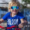 imageFEISEDY Kids Sunglasses Polarized Youth Baseball Sunglasses Sports Cycling Glasses UV400 for Boys Girls B4163White Red Black FrameBlue Mirrored Lens
