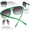imageFEISEDY Retro Square Aviator Sunglasses Women Men 70s Vintage Trendy Plastic Frame Sun Glasses B2835022 Green Transparent FrameGradient Gray Lens