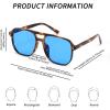 imageFEISEDY Retro Square Aviator Sunglasses Women Men 70s Vintage Trendy Plastic Frame Sun Glasses B2835023 Leopard FrameBlue Lens