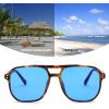imageFEISEDY Retro Square Aviator Sunglasses Women Men 70s Vintage Trendy Plastic Frame Sun Glasses B2835023 Leopard FrameBlue Lens