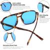 imageFEISEDY Retro Square Aviator Sunglasses Women Men 70s Vintage Trendy Plastic Frame Sun Glasses B2835023 Leopard FrameBlue Lens