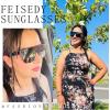 imageFEISEDY Sunglasses for Women Men Fashion Mirrored Single Lens Driving Beach Sunnies UV400 Shades B2996Black Frame  Grey Lens