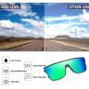 imageFEISEDY Sunglasses for Women Men Fashion Mirrored Single Lens Driving Beach Sunnies UV400 Shades B2996Blue Purple Flower Frame  Green Mirrored Lens