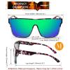 imageFEISEDY Sunglasses for Women Men Fashion Mirrored Single Lens Driving Beach Sunnies UV400 Shades B2996Blue Purple Flower Frame  Green Mirrored Lens