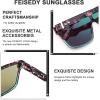 imageFEISEDY Sunglasses for Women Men Fashion Mirrored Single Lens Driving Beach Sunnies UV400 Shades B2996Blue Purple Flower Frame  Green Mirrored Lens