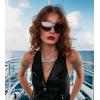 imageFEISEDY Sunglasses for Women Men Fashion Mirrored Single Lens Driving Beach Sunnies UV400 Shades B2996Leopard Frame  Tea Lens