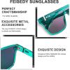 imageFEISEDY Sunglasses for Women Men Fashion Mirrored Single Lens Driving Beach Sunnies UV400 Shades B2996Mint Green Frame  Purple Mirror Lens