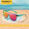 imageFEISEDY Sunglasses for Women Men Fashion Mirrored Single Lens Driving Beach Sunnies UV400 Shades B2996Mint Green Frame  Purple Mirror Lens