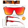 imageFEISEDY Sunglasses for Women Men Fashion Mirrored Single Lens Driving Beach Sunnies UV400 Shades B2996Red Black Frame  Red Mirrored Lens