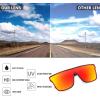 imageFEISEDY Sunglasses for Women Men Fashion Mirrored Single Lens Driving Beach Sunnies UV400 Shades B2996Red Black Frame  Red Mirrored Lens