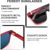 imageFEISEDY Sunglasses for Women Men Fashion Mirrored Single Lens Driving Beach Sunnies UV400 Shades B2996Red Black Frame  Red Mirrored Lens