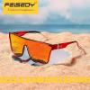 imageFEISEDY Sunglasses for Women Men Fashion Mirrored Single Lens Driving Beach Sunnies UV400 Shades B2996Red Black Frame  Red Mirrored Lens