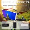imageFEISEDY Sunglasses for Women Men Fashion Mirrored Single Lens Driving Beach Sunnies UV400 Shades B2996Transparent Blue Frame  Blue Mirror Lens